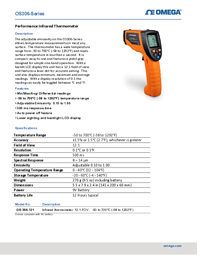Thumbnail of document Data Sheet - OS-306-121  -50 to 700°C, 12:1 Performance Infrared Thermometer